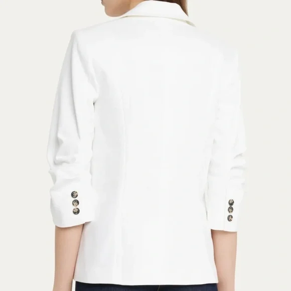 $395 Unworn Cinq A Sept Khloe White Denim Blazer - Picture 3 of 10